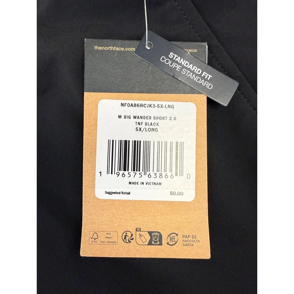 The North Face Mens Big‎ Wander Short 2.0 Black FlashDry 5X Long NF0A86RCJK3